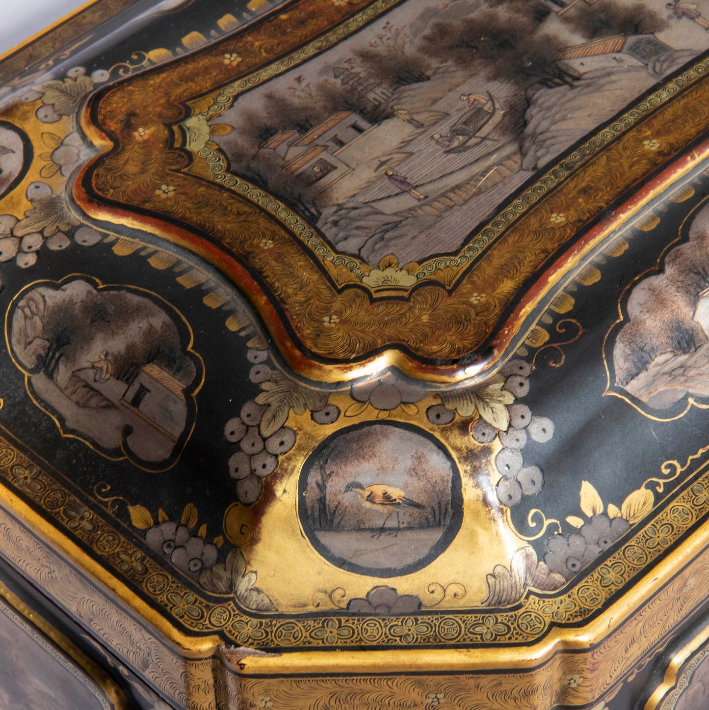 19th Century Chinese Export Lacquer Tea Caddy