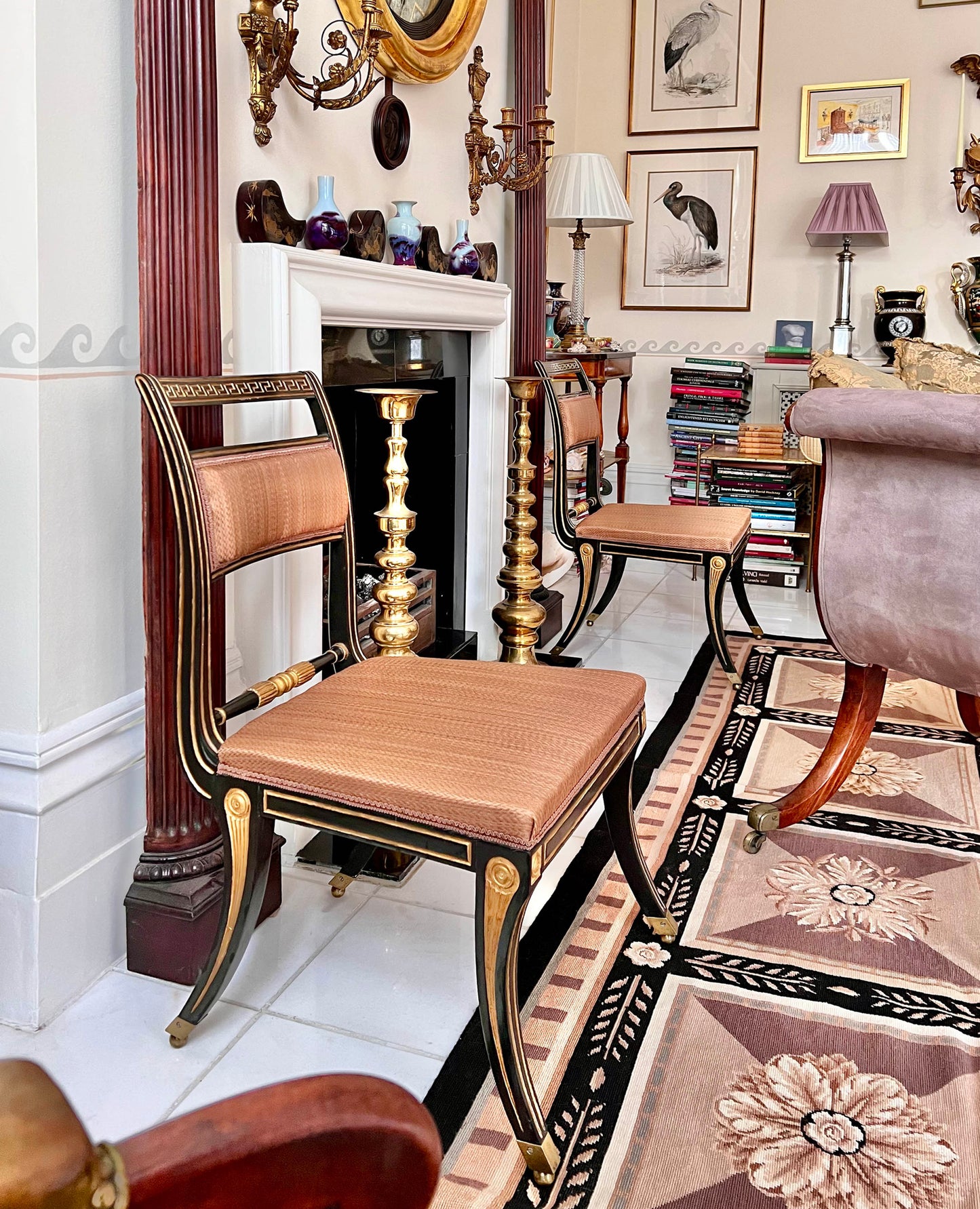 Pair of Regency Painted and Gilt Klismos Chairs