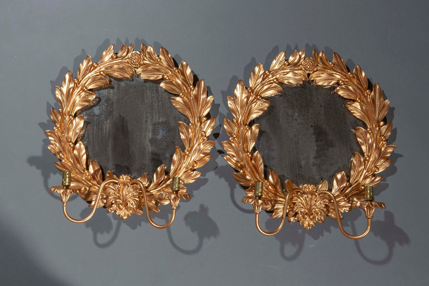 Pair of Laurel Wreath Wall Lights
