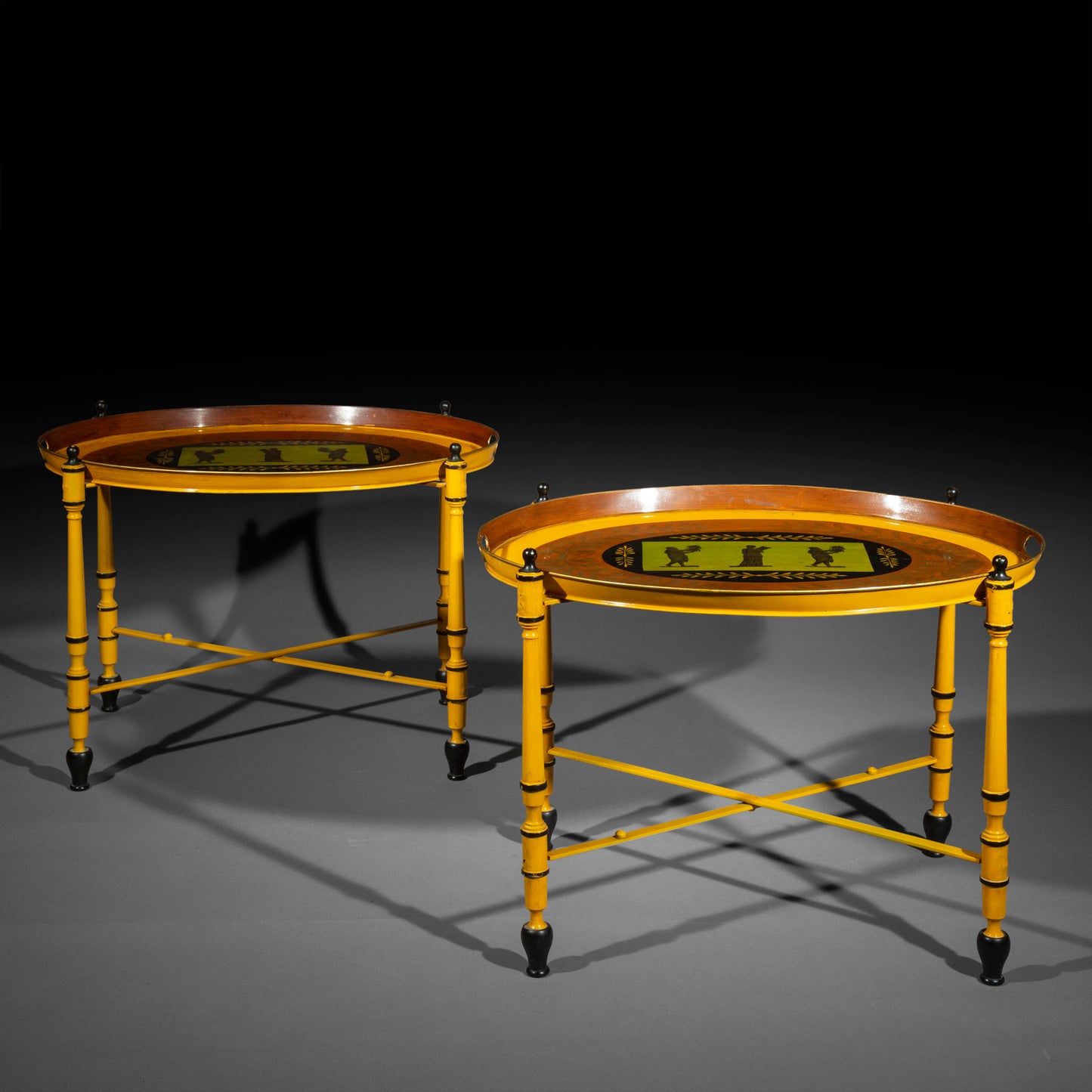 Pair of Painted Toleware Tray Tables