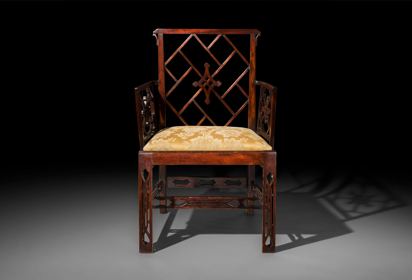 Pair of George III Chinoiserie Armchairs, to a design by Mayhew & Ince