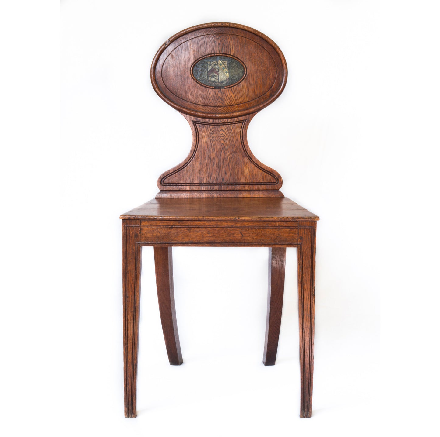 Pair of George III Oak Hall Chairs