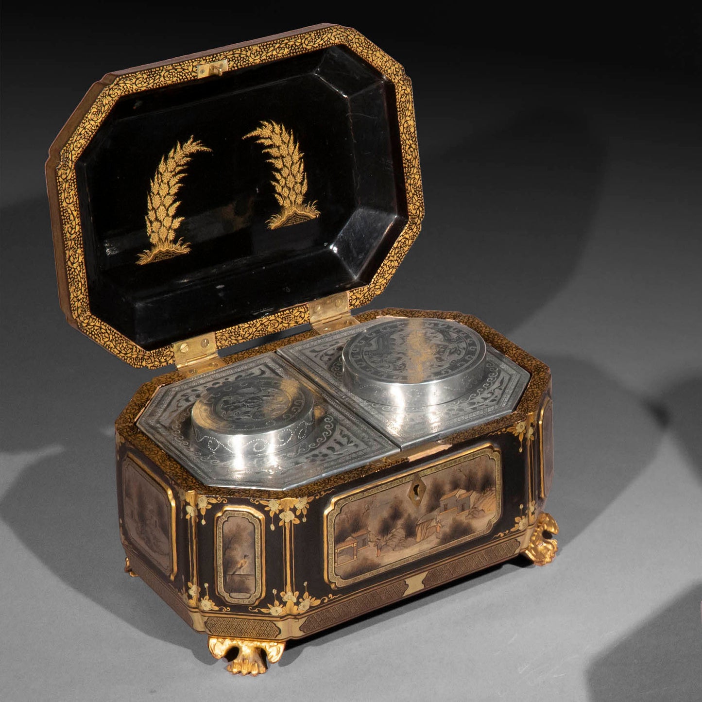 19th Century Chinese Export Lacquer Tea Caddy