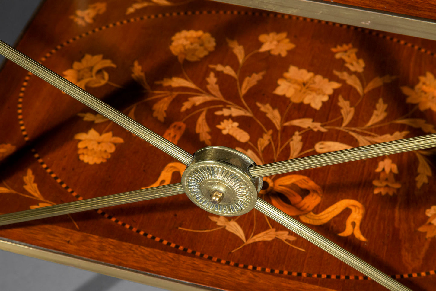 Pair of Brass and Marquetry Tables in the manner of Mallett