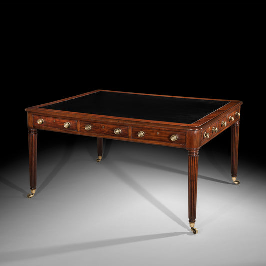 Regency Mahogany Double-Sided Library Table or Desk