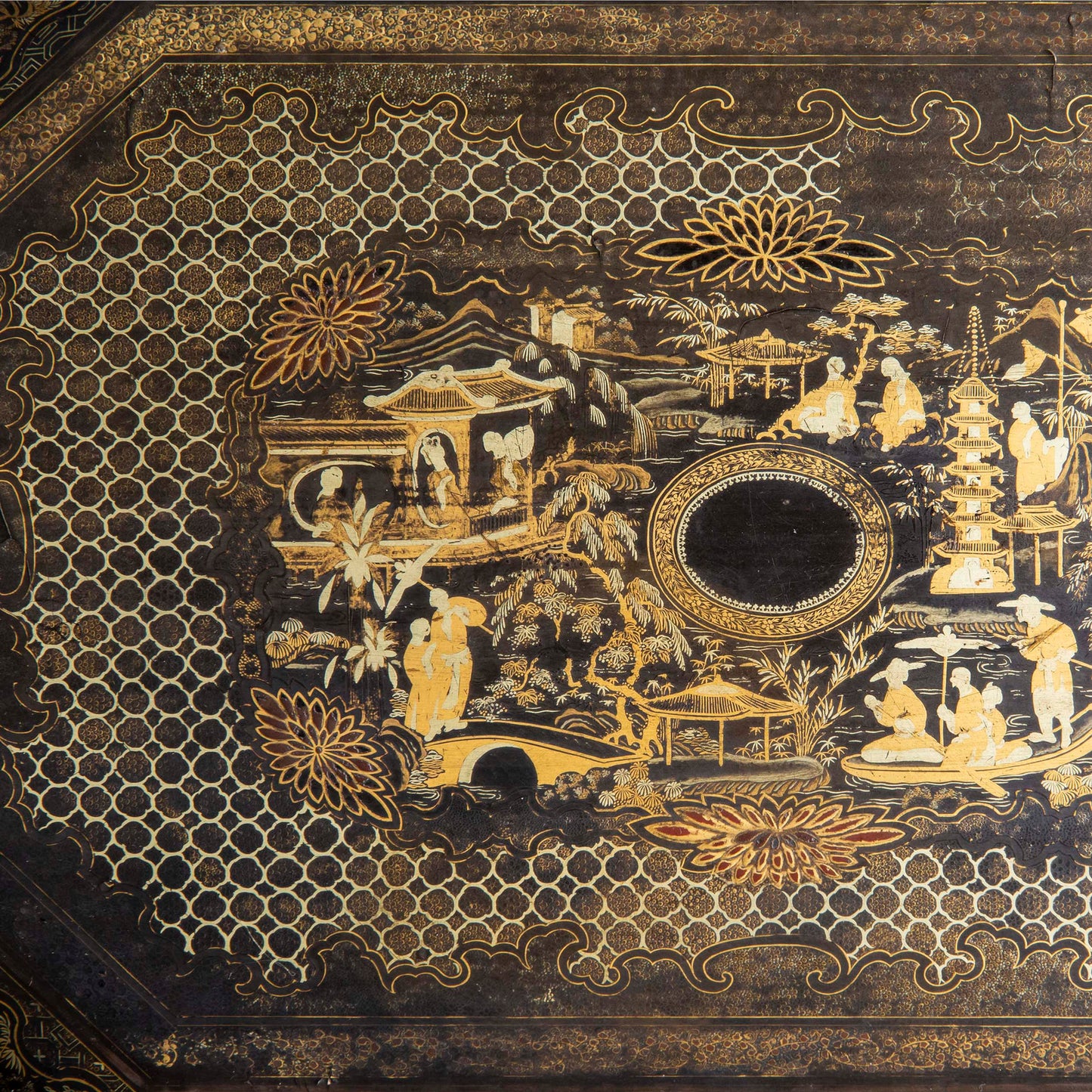 Regency Chinoiserie Black Lacquer Table
