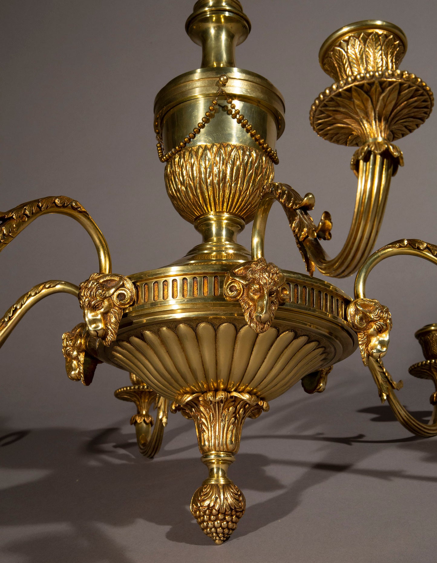 Pair of Robert Adam Style Bronze Chandeliers