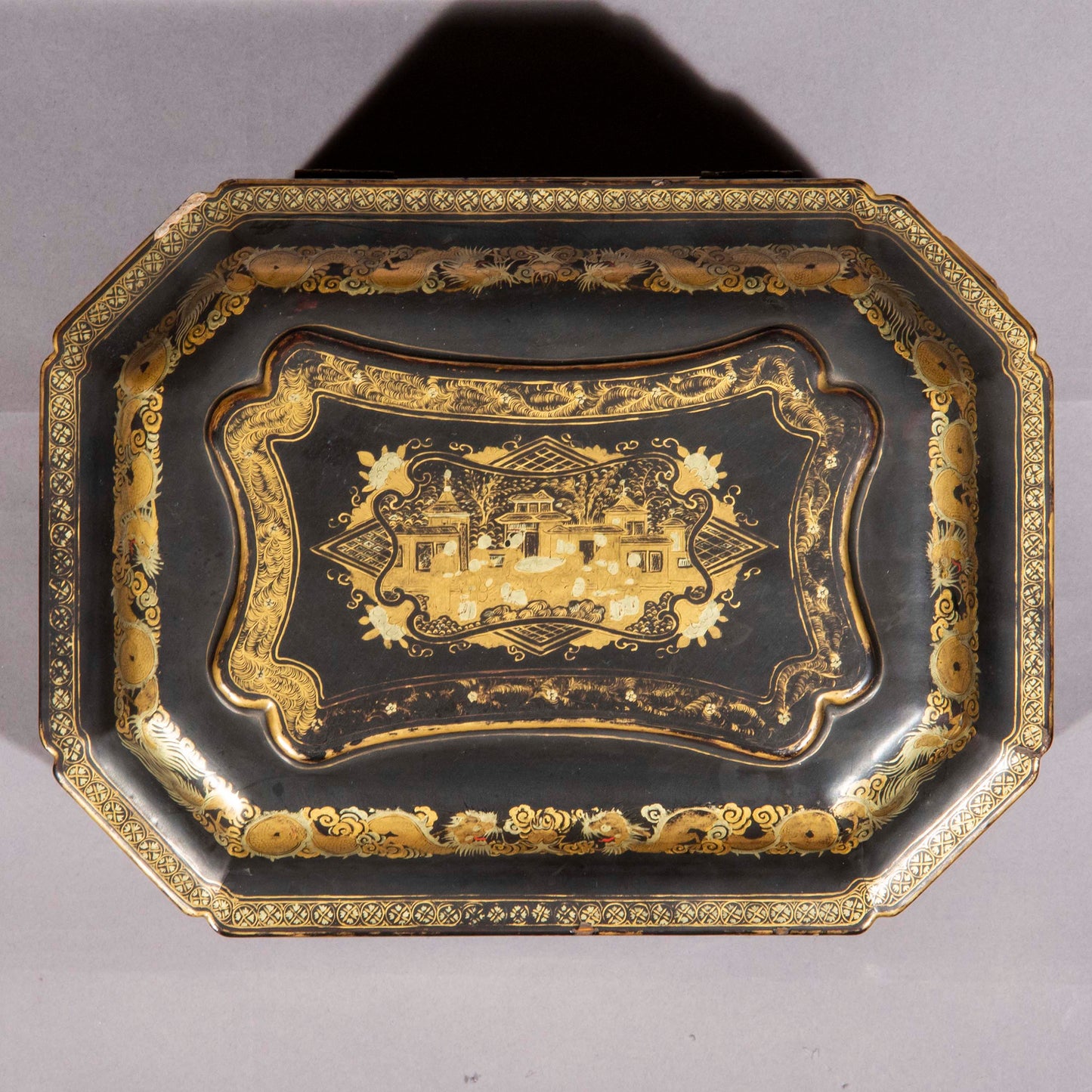 19th Century Chinese Export Lacquer Tea Caddy