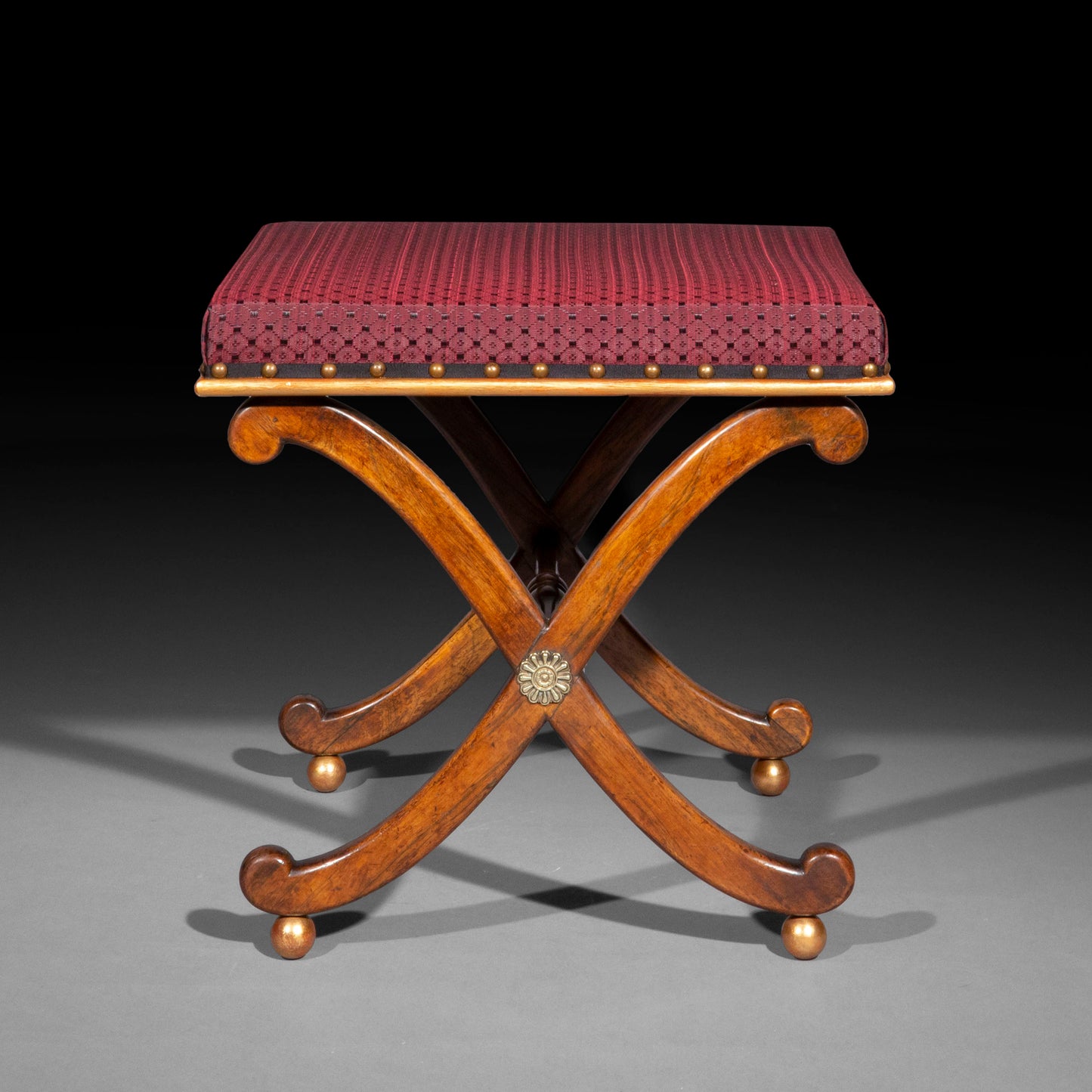 Regency Parcel-Gilt X-Frame Stool with Brass Mounts