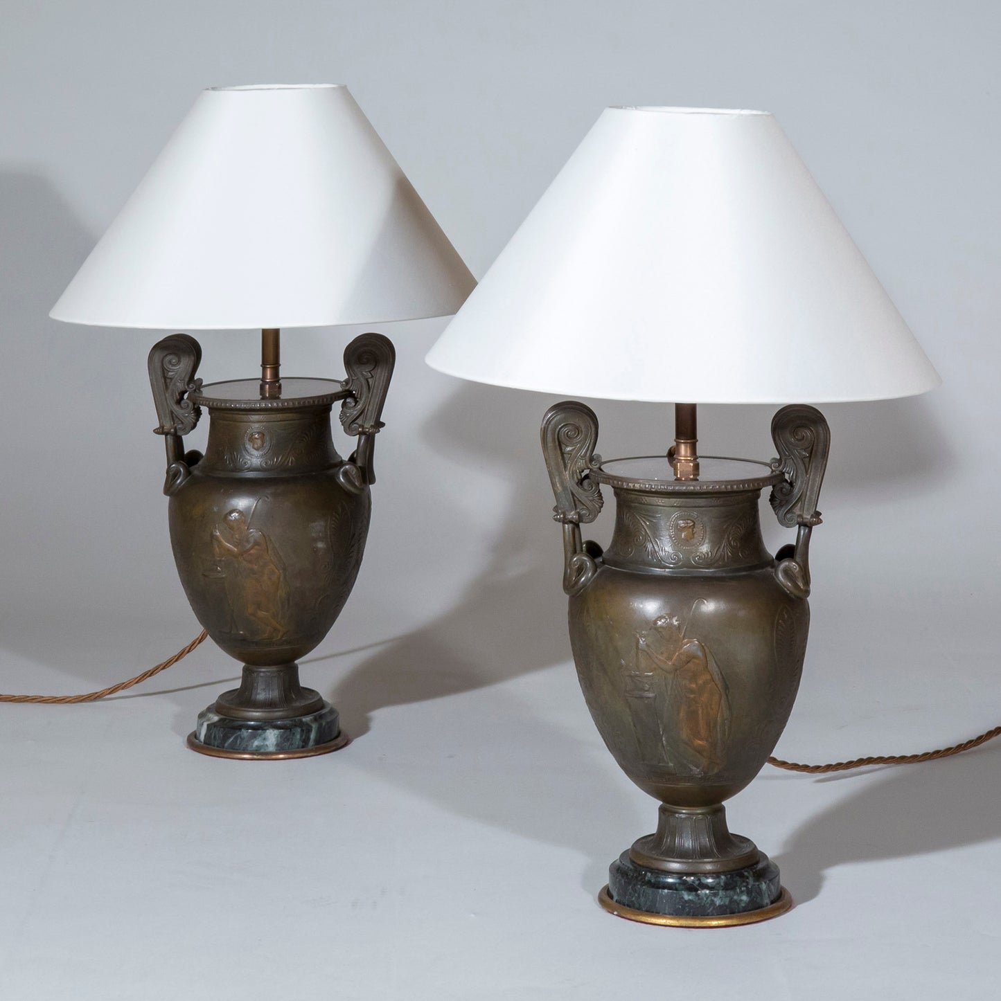 Pair of 19th Century Volute Krater Lamps