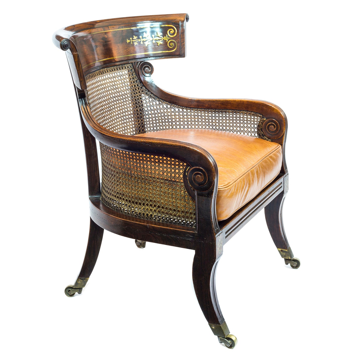 Fine Regency Simulated Rosewood Bergere Armchair