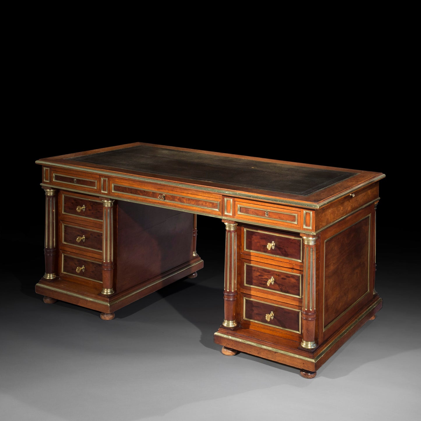 Superb Louis XVI Style Brass Mounted Desk