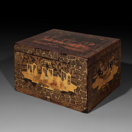 Large 19th Century Chinese Lacquer Box or Tea Chest