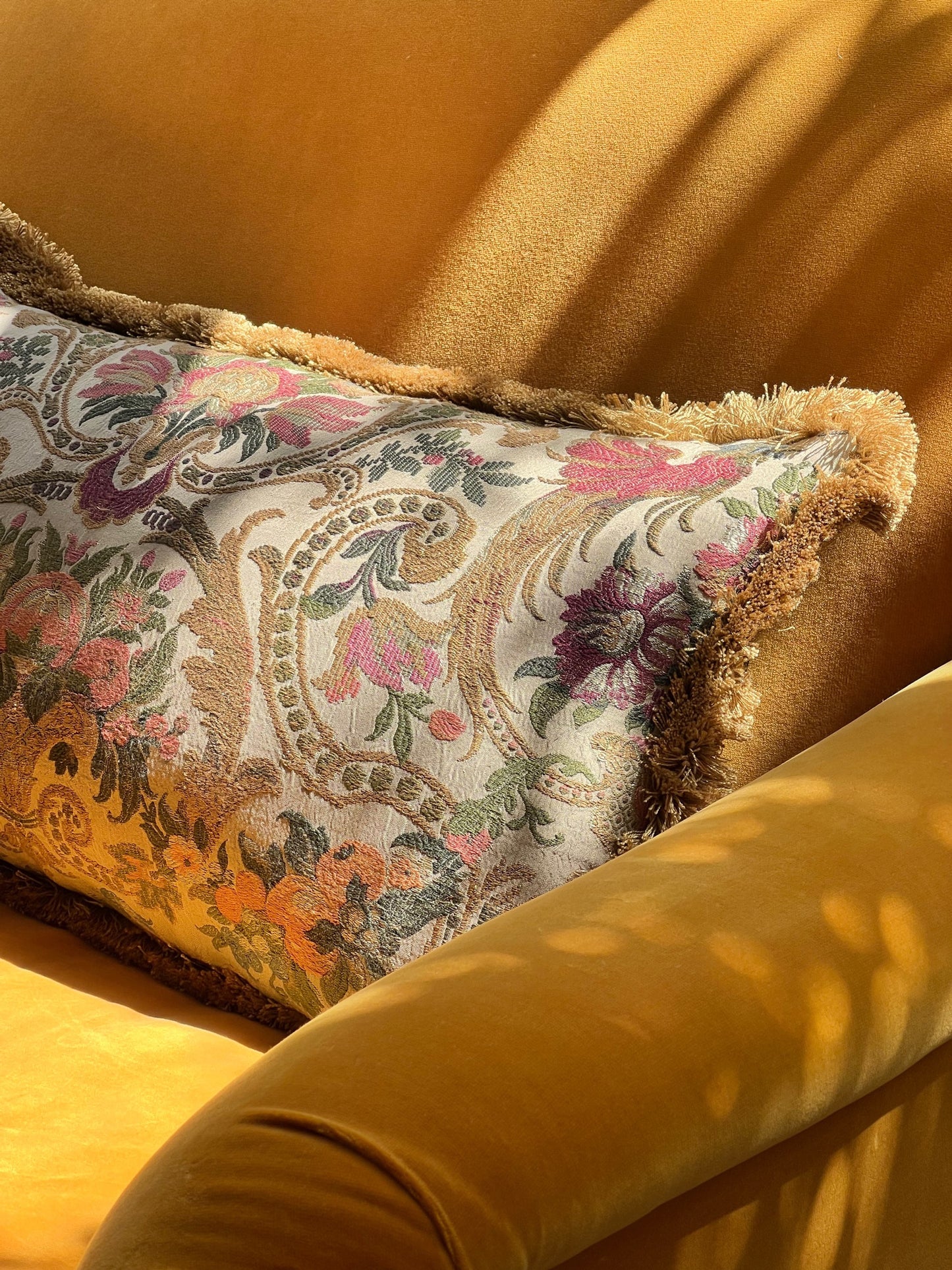 Pair of Antique Silk Brocade Cushions