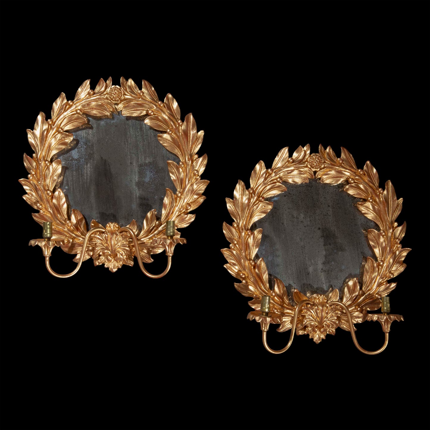 Pair of Laurel Wreath Wall Lights