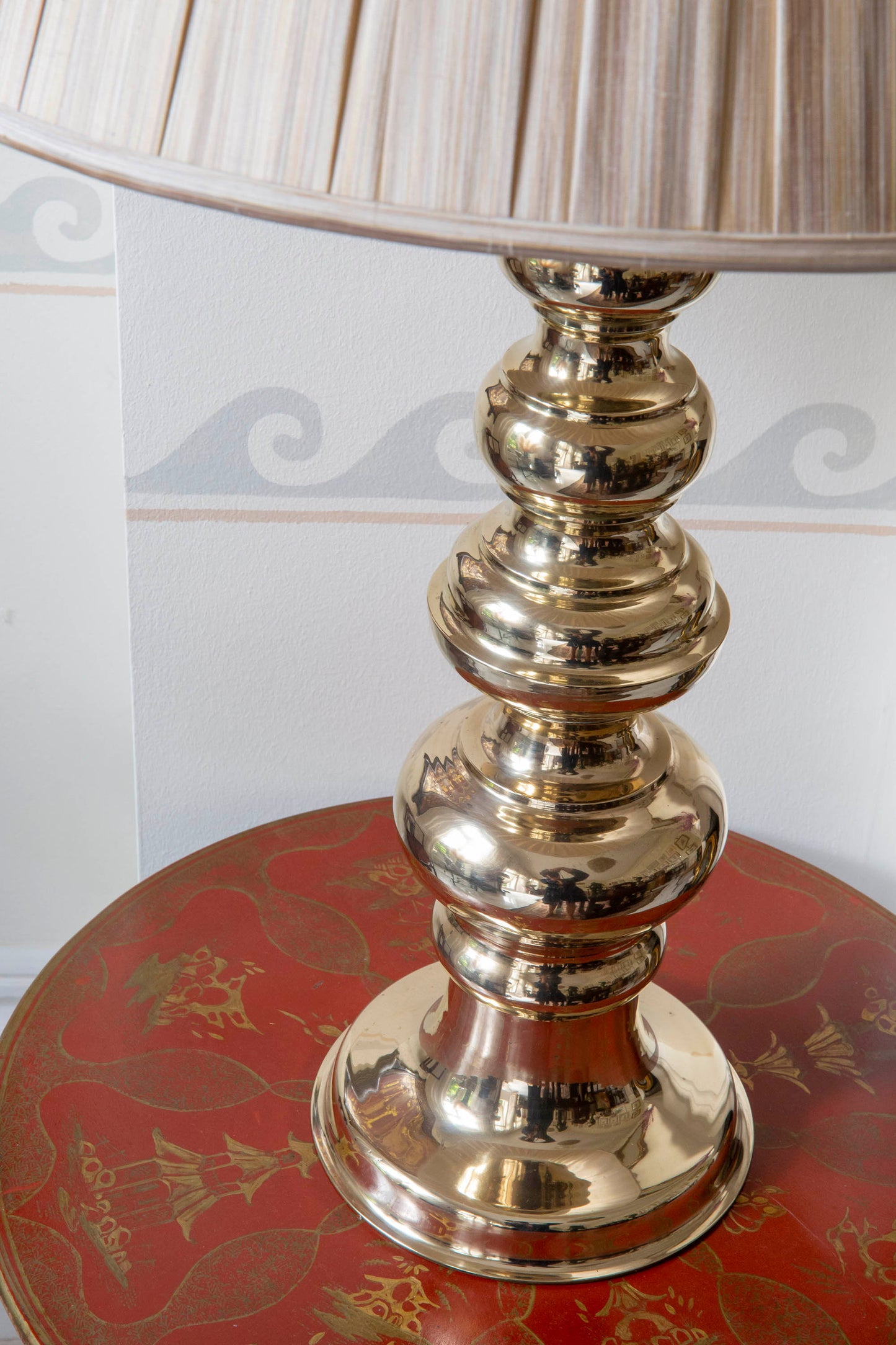 Pair of Large Midcentury Polished Bronze Lamps