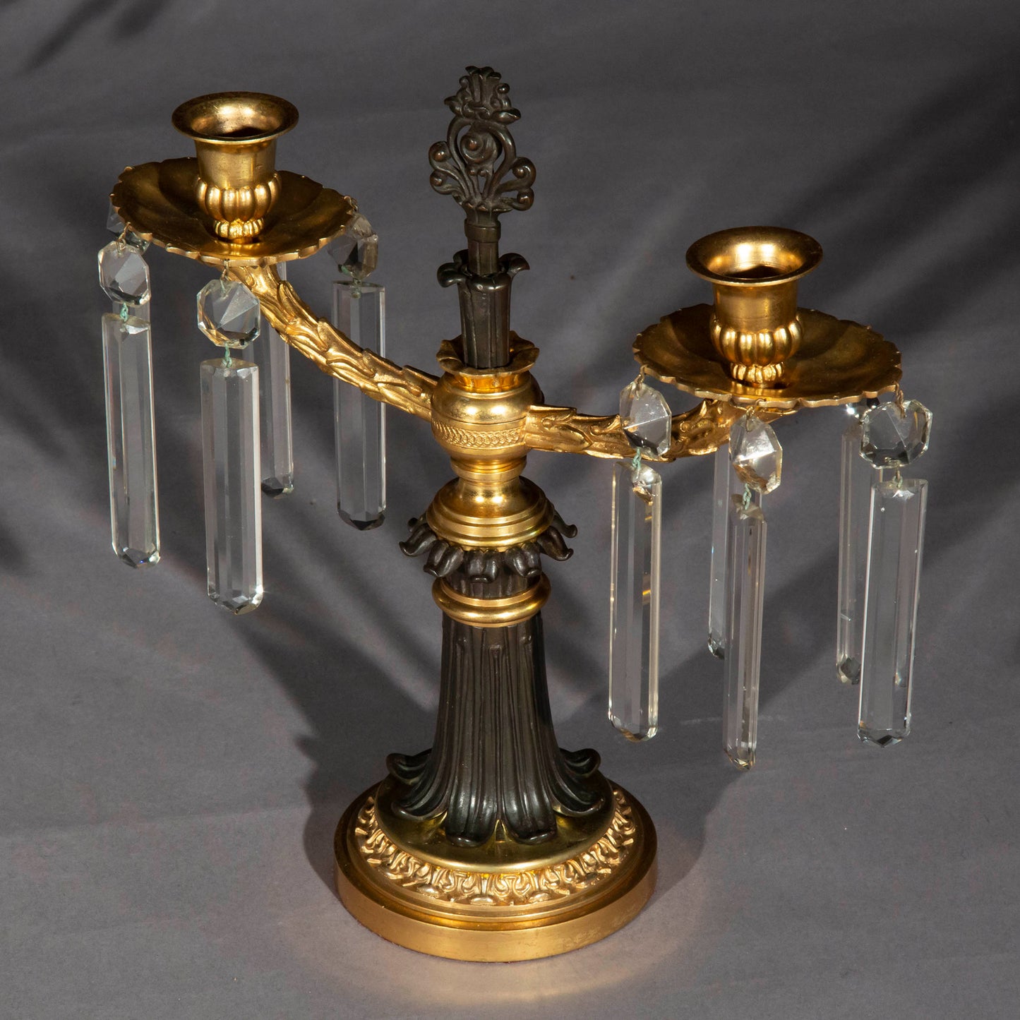 Pair of Regency Ormolu and Patinated Bronze Candelabra