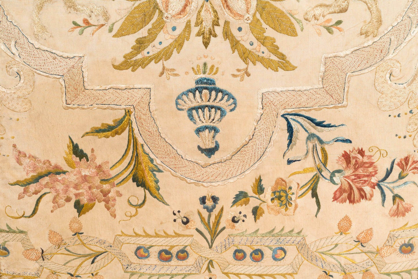 Fine Pair of Large 18th Century Silk Embroidered Panels