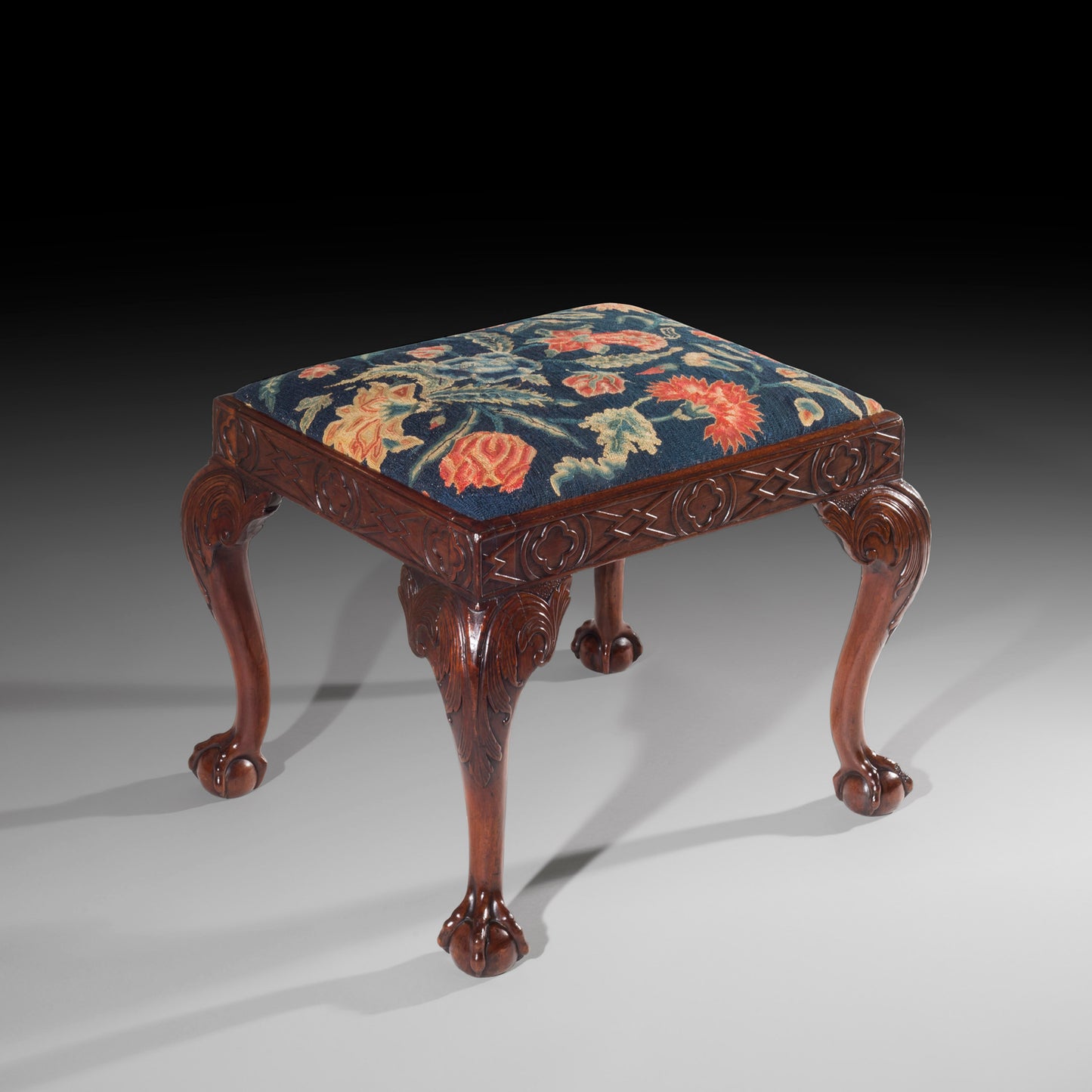 Fine George II Walnut Needlework Stool