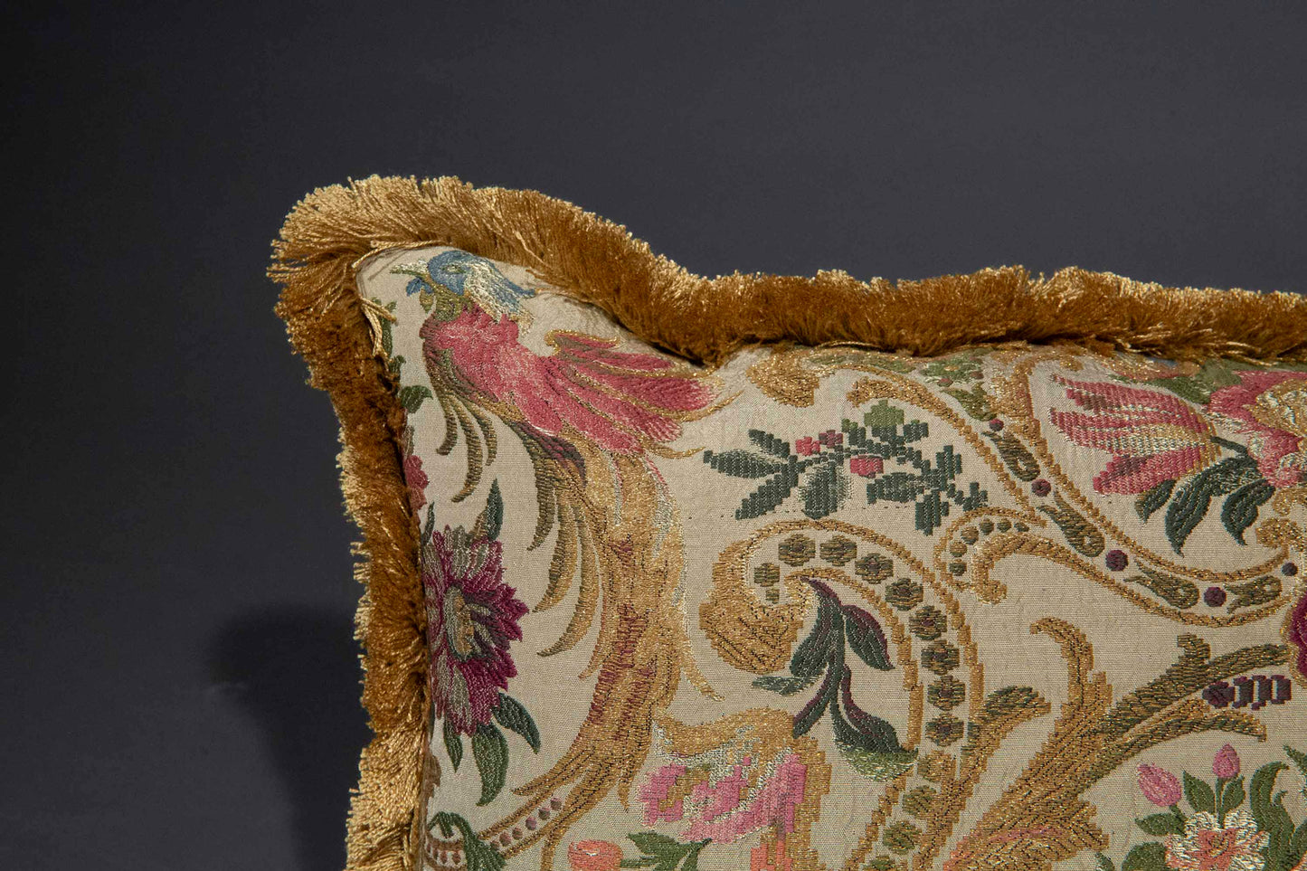 Pair of Antique Silk Brocade Cushions