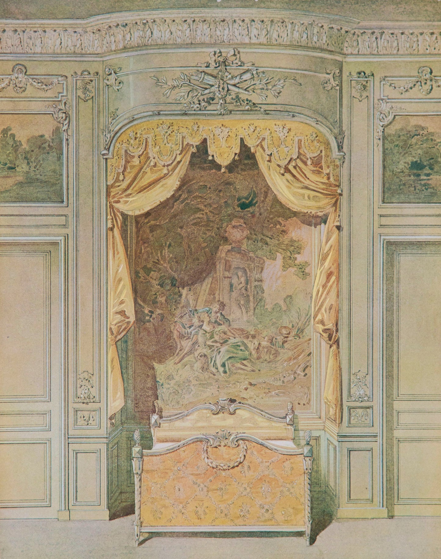 Six Antique French Interior Decor Prints