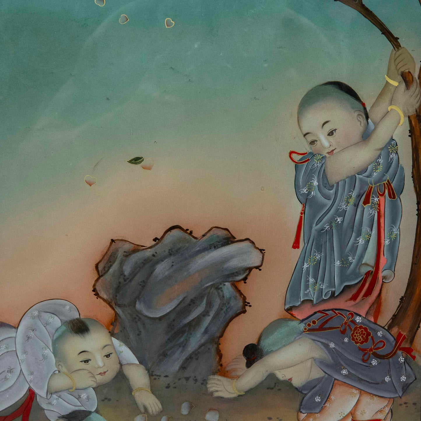 Pair of Early 20th Century Chinese Reverse Glass Paintings