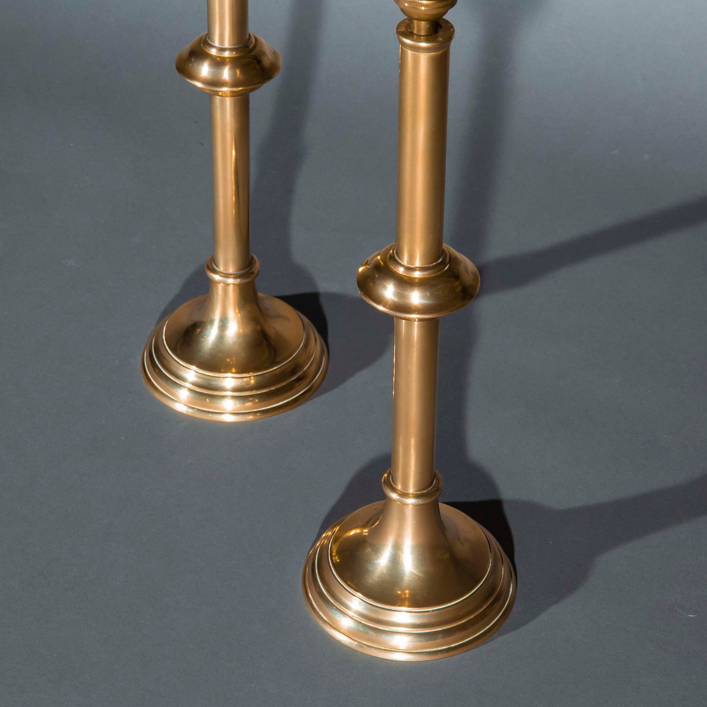 Pair of 19th Century Brass Candlestick Lamps