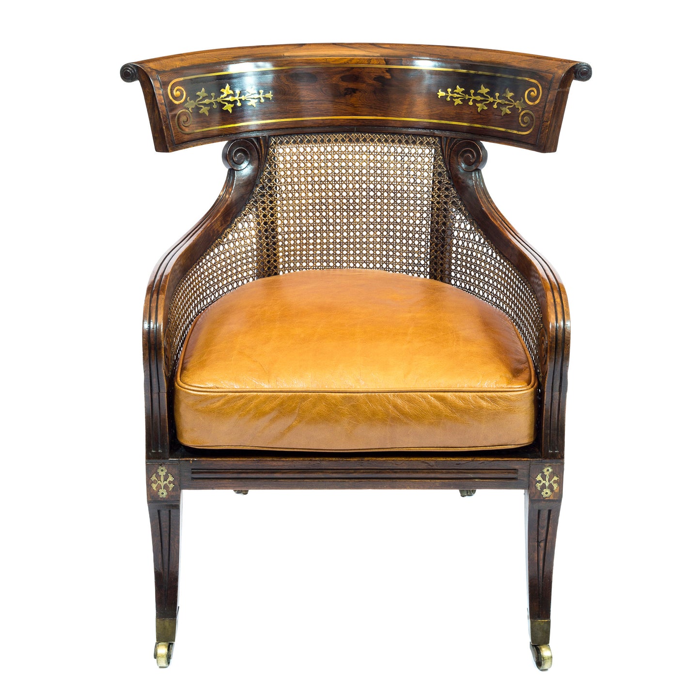 Fine Regency Simulated Rosewood Bergere Armchair