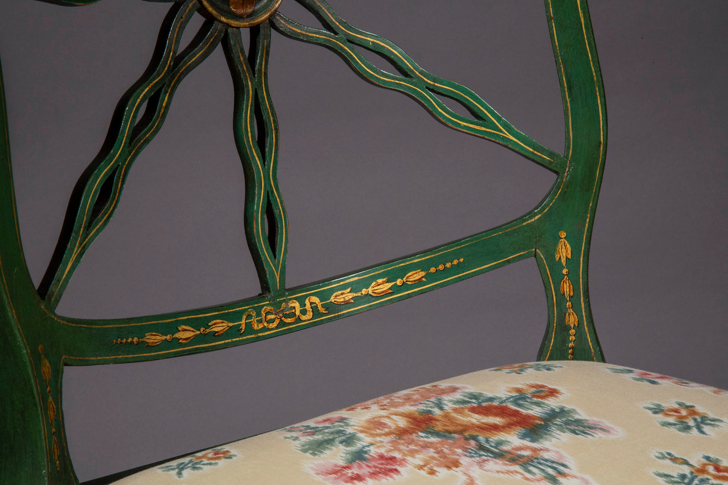 Pair of 19th Century Green Painted Side Chairs