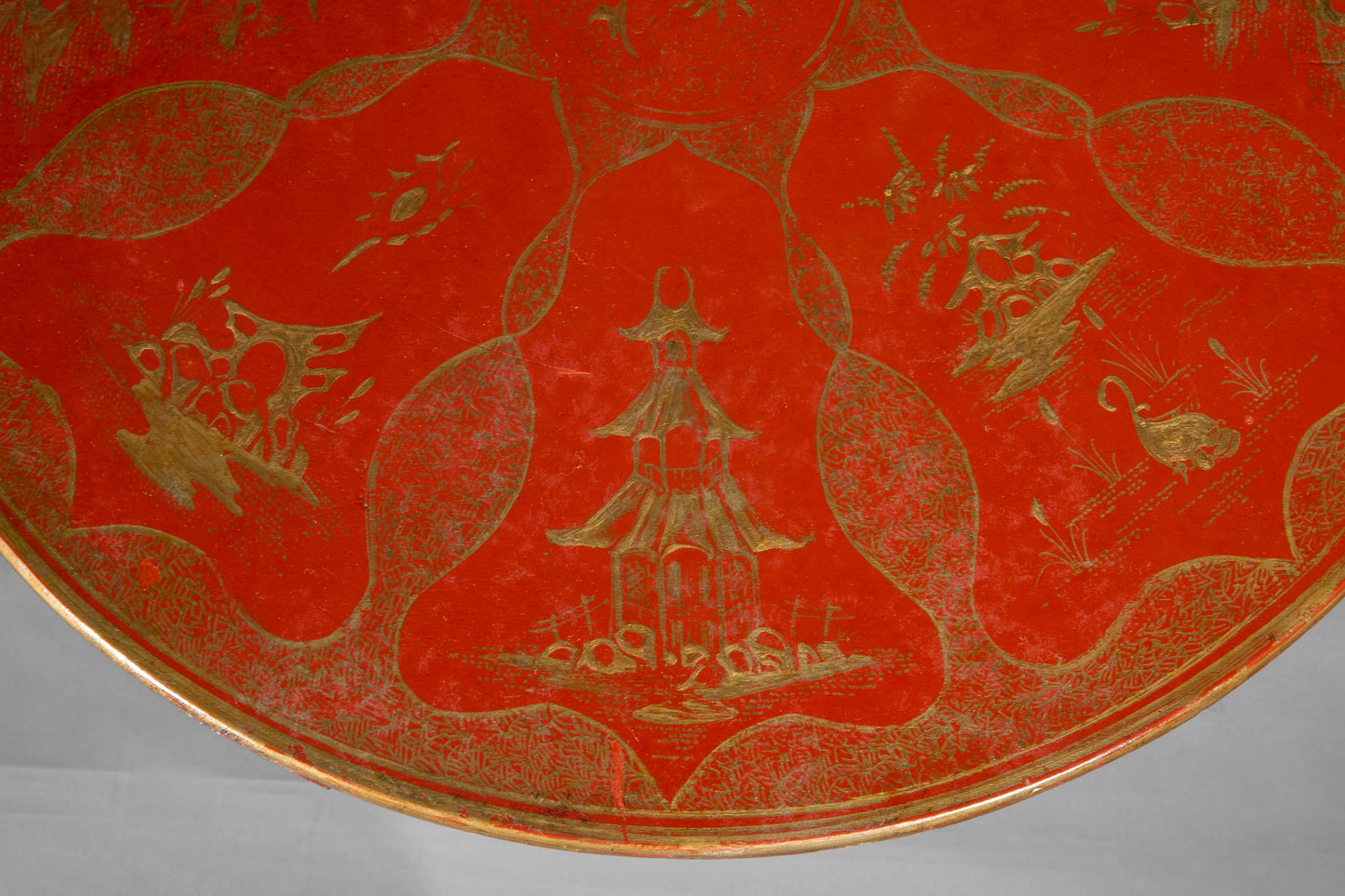 Red Lacquer Chinoiserie Table