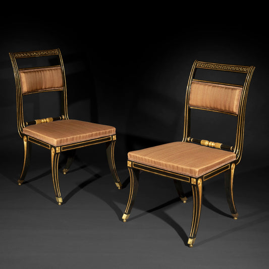 Pair of Regency Painted and Gilt Klismos Chairs
