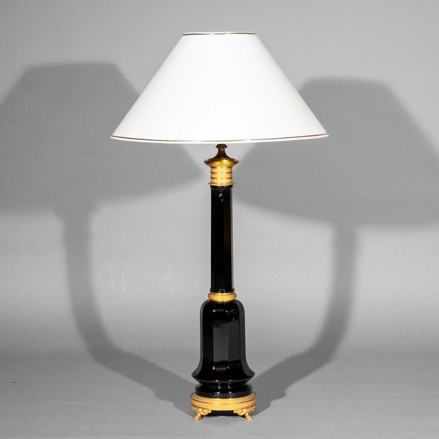 Tall 19th Century Black Glass Lamp
