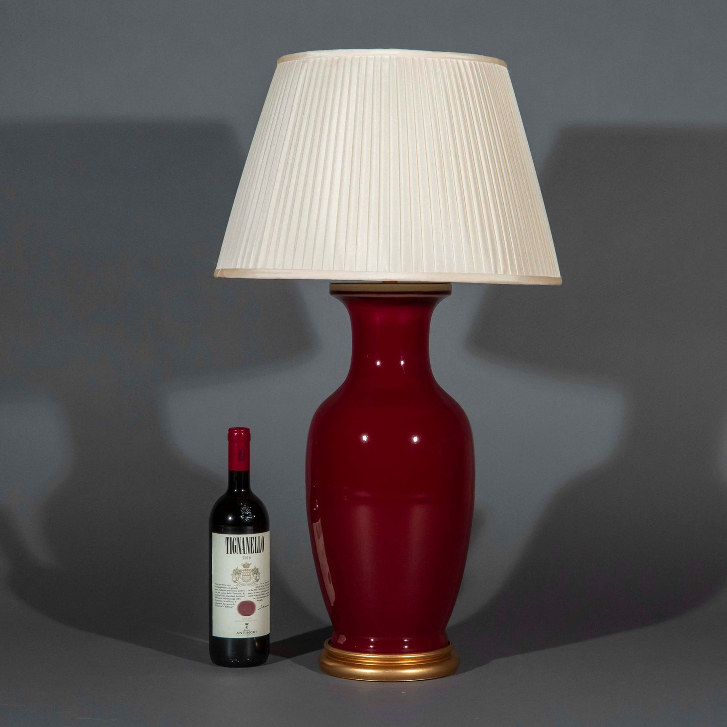 Large Chinese Red Glazed Vase Lamp