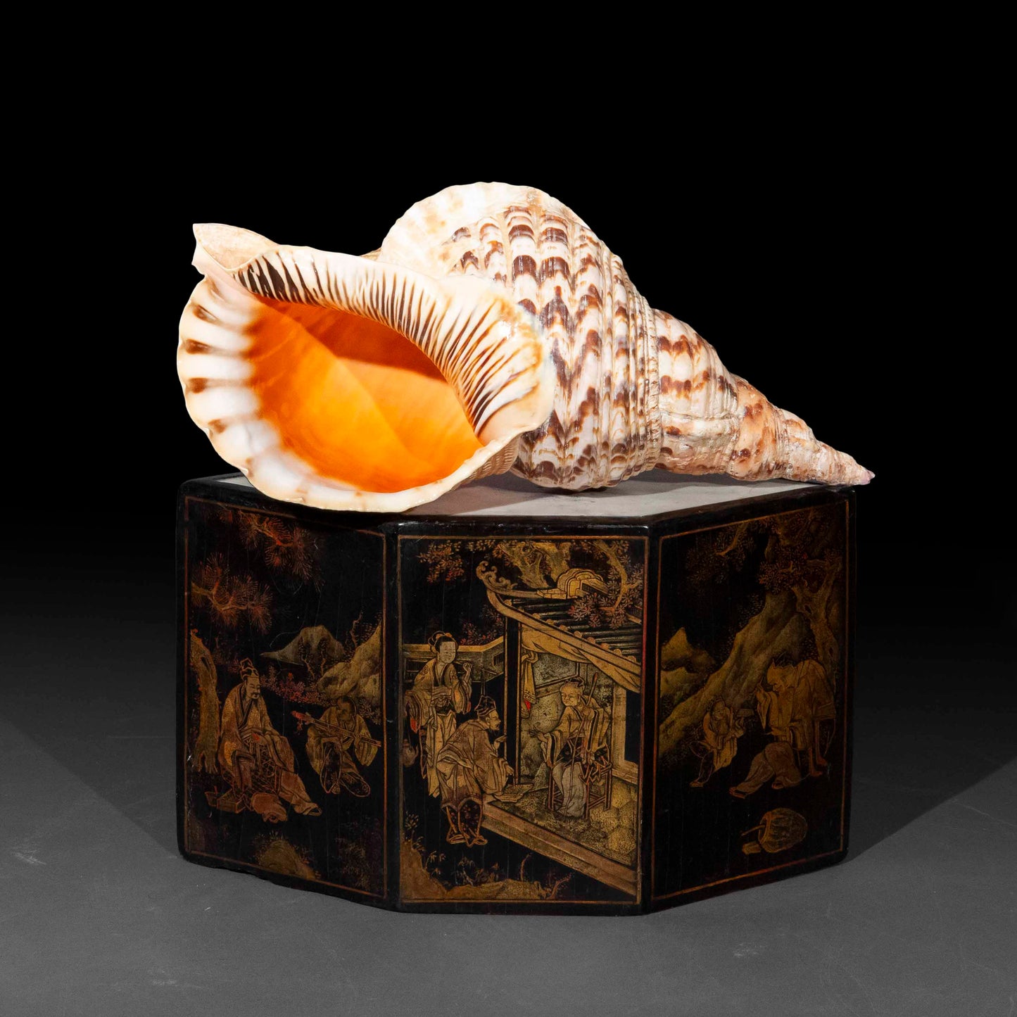 19th Century Hexagonal Chinoiserie Lacquer Stand