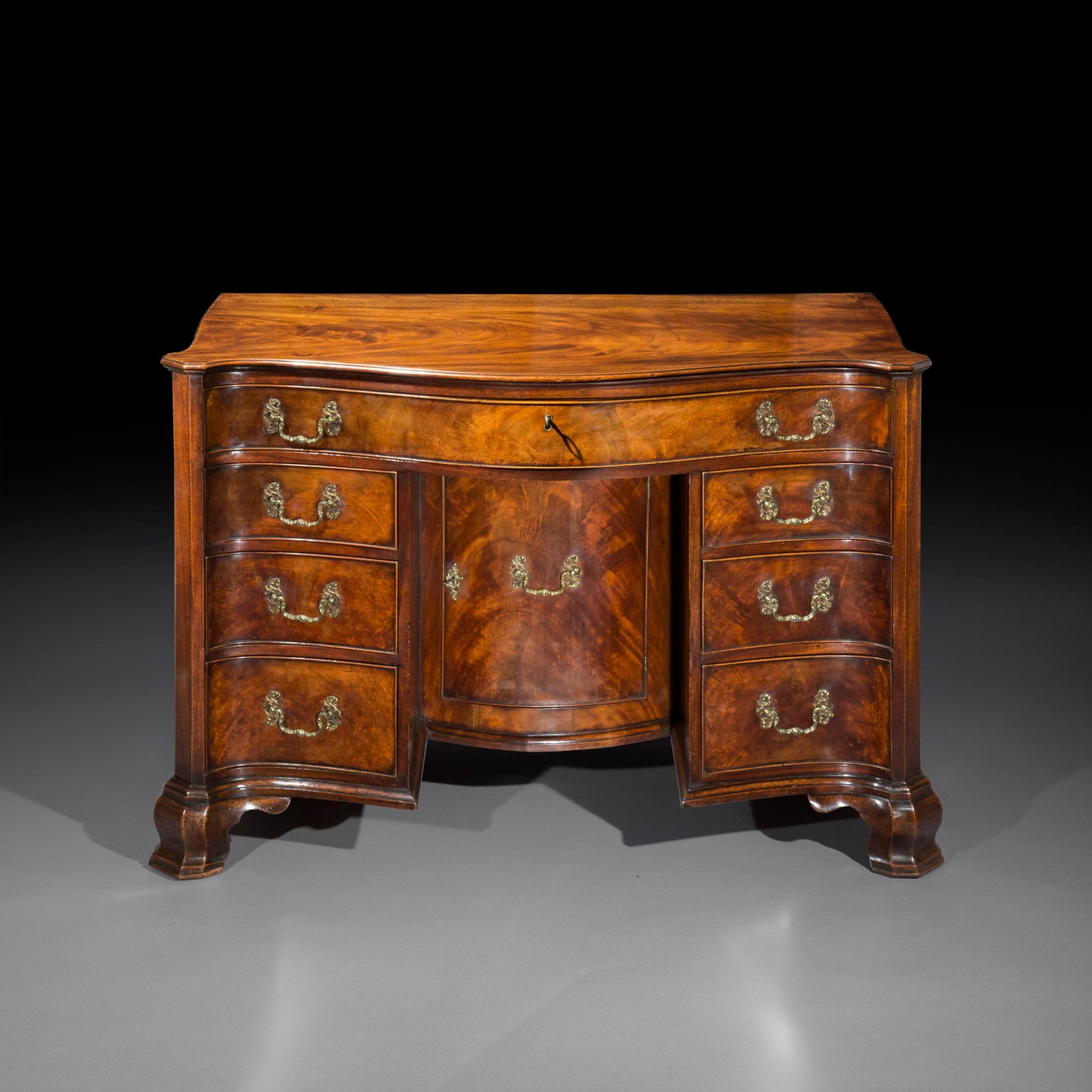 George III Serpentine Kneehole Desk or Chest of Drawers