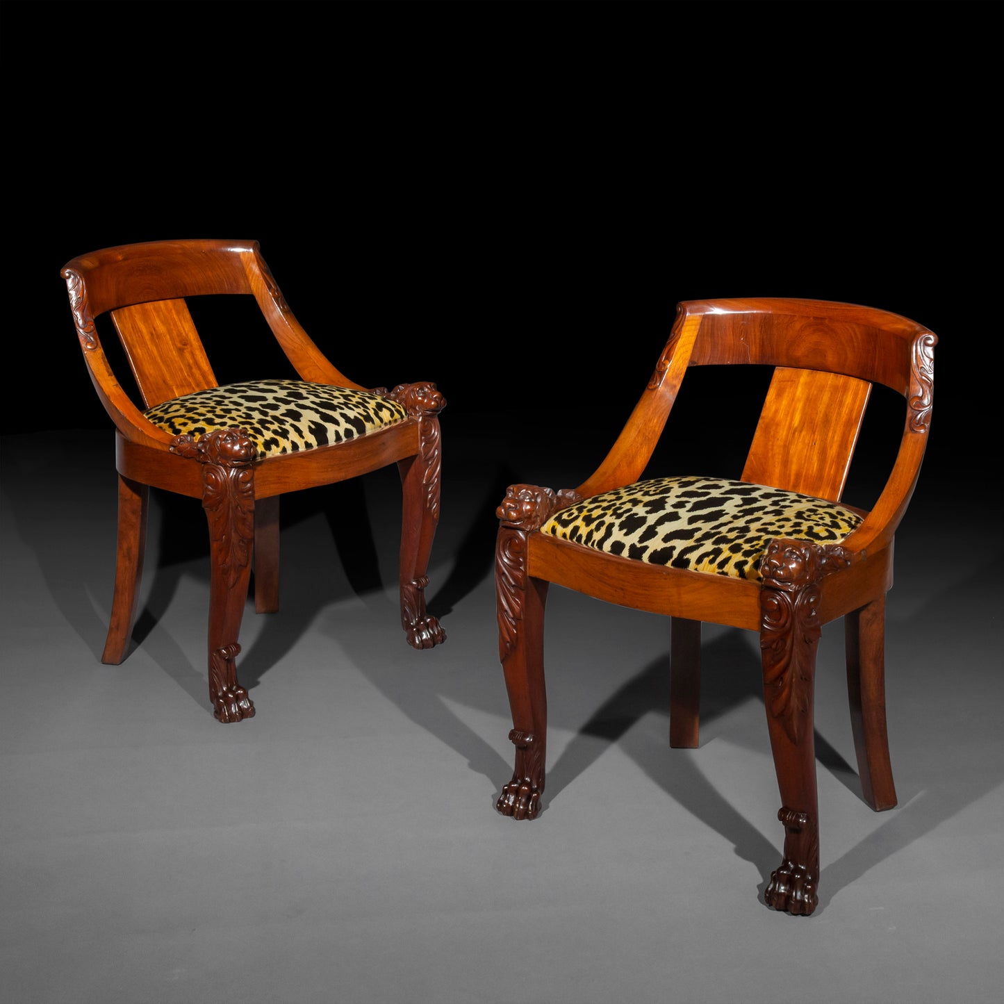 Pair of 19th Century Lions Head Chairs