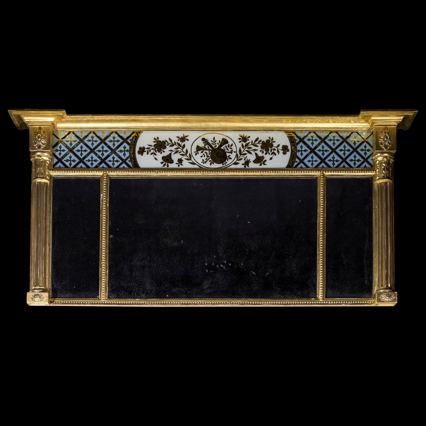 Fine Regency Verre Églomisé Overmantel Mirror