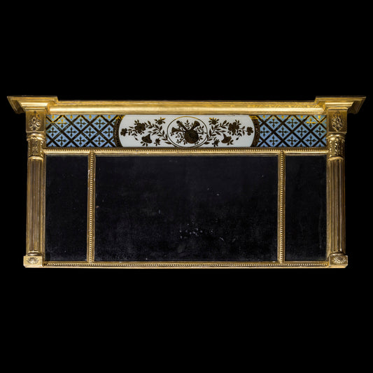Fine Regency Verre Églomisé Overmantel Mirror