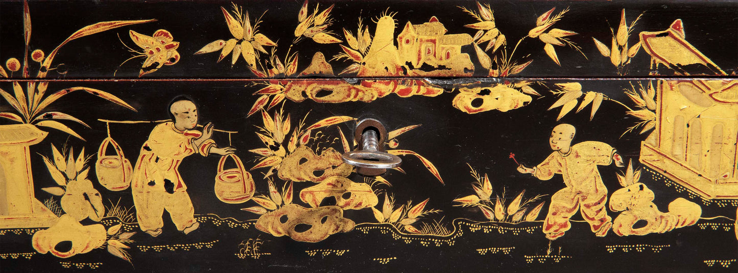 Large 19th Century Chinoiserie Lacquer Box