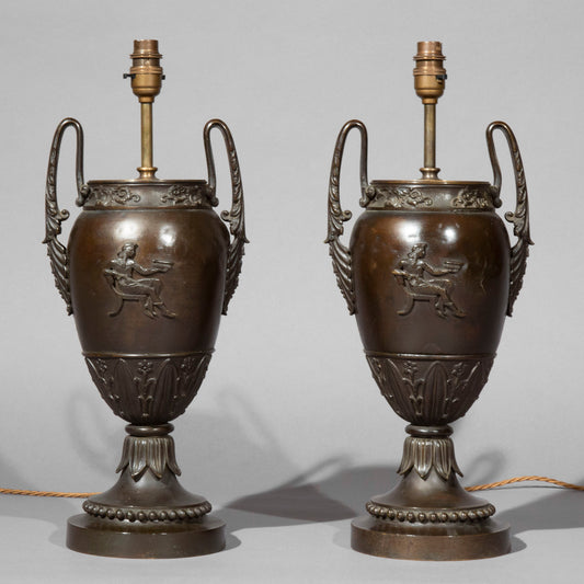 Pair of Antique Grand Tour Bronze Table Lamps