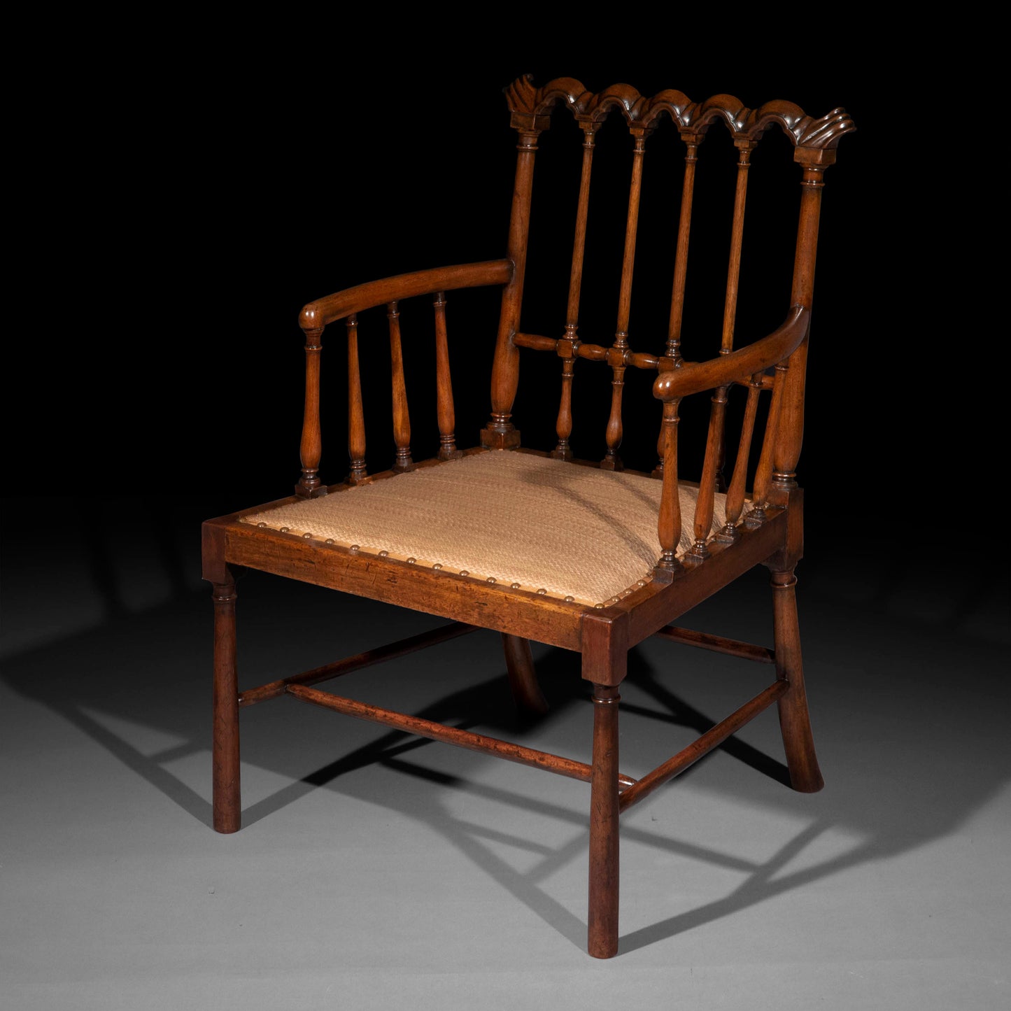 Unusual George III 'Gothick' Open Armchair