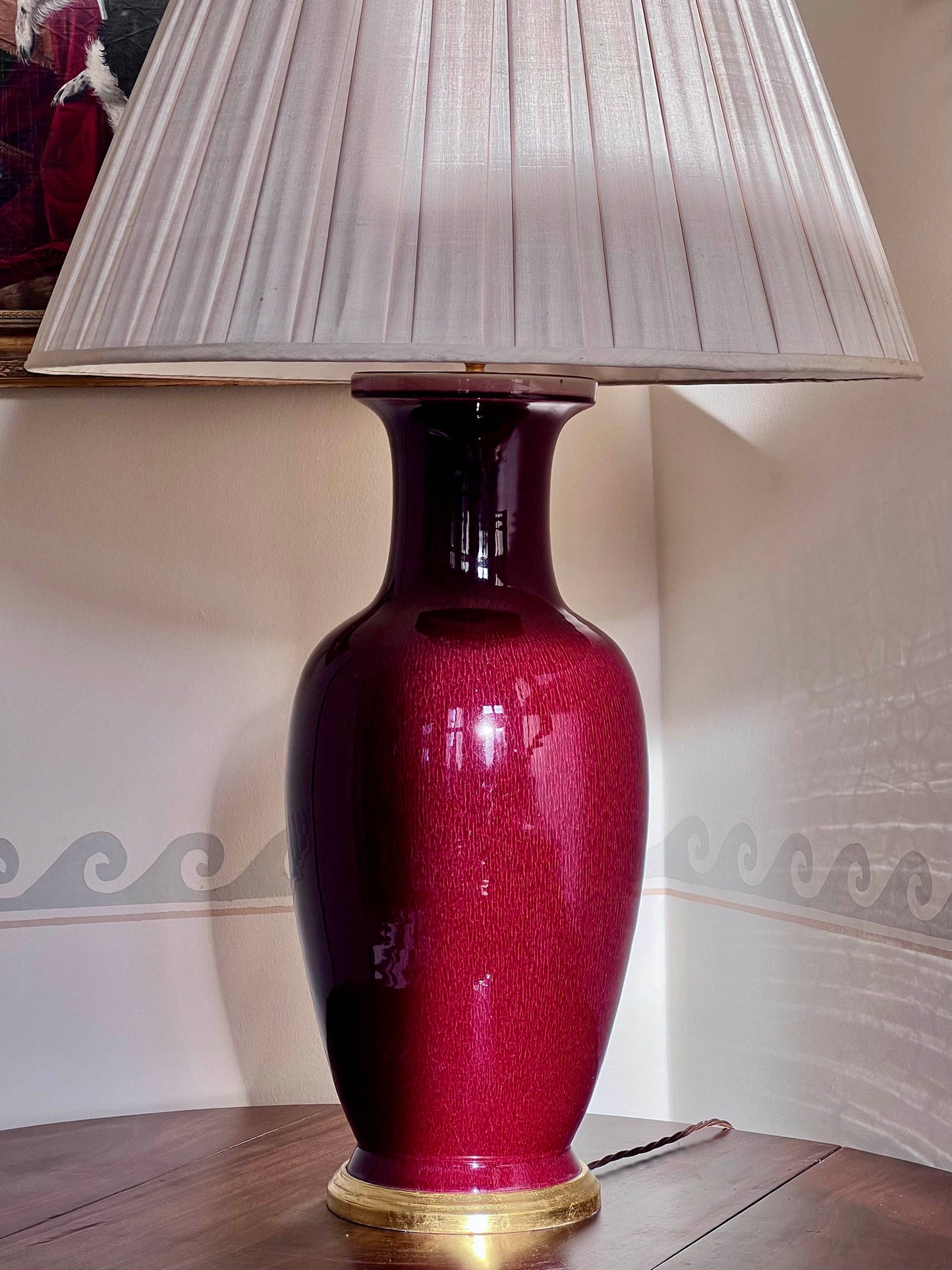 Massive Chinese Flambe Vase Table Lamp