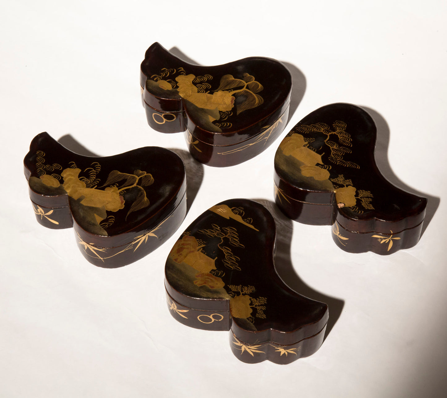 Set of Four Japanese Meiji Lacquer Jewellery Boxes