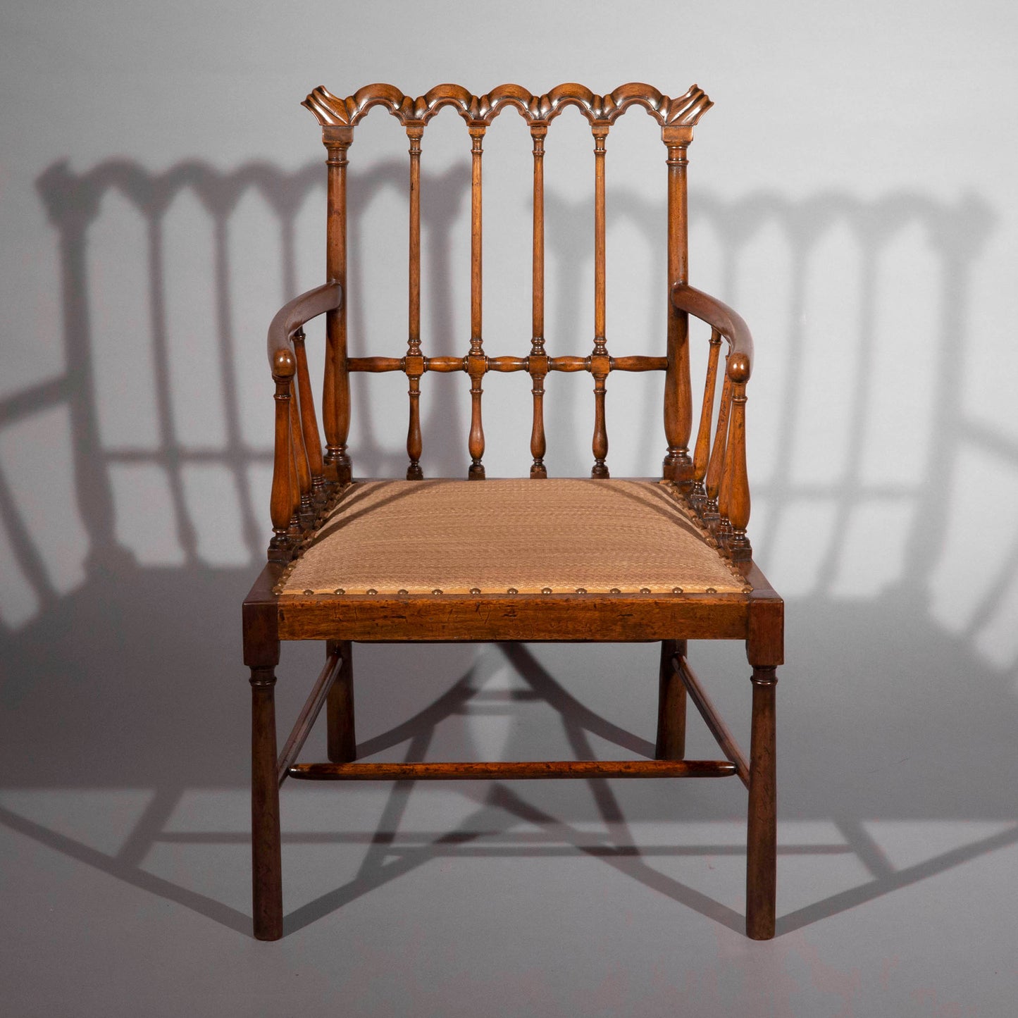 Unusual George III 'Gothick' Open Armchair