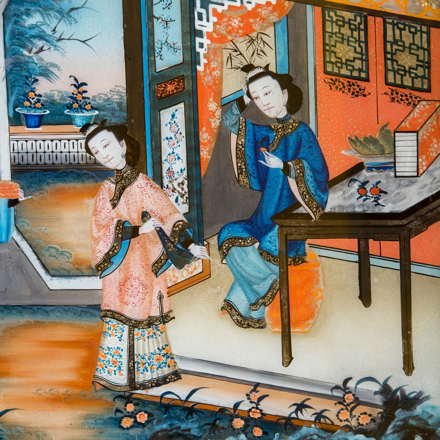 19th Century Chinese Export Reverse Glass Painting