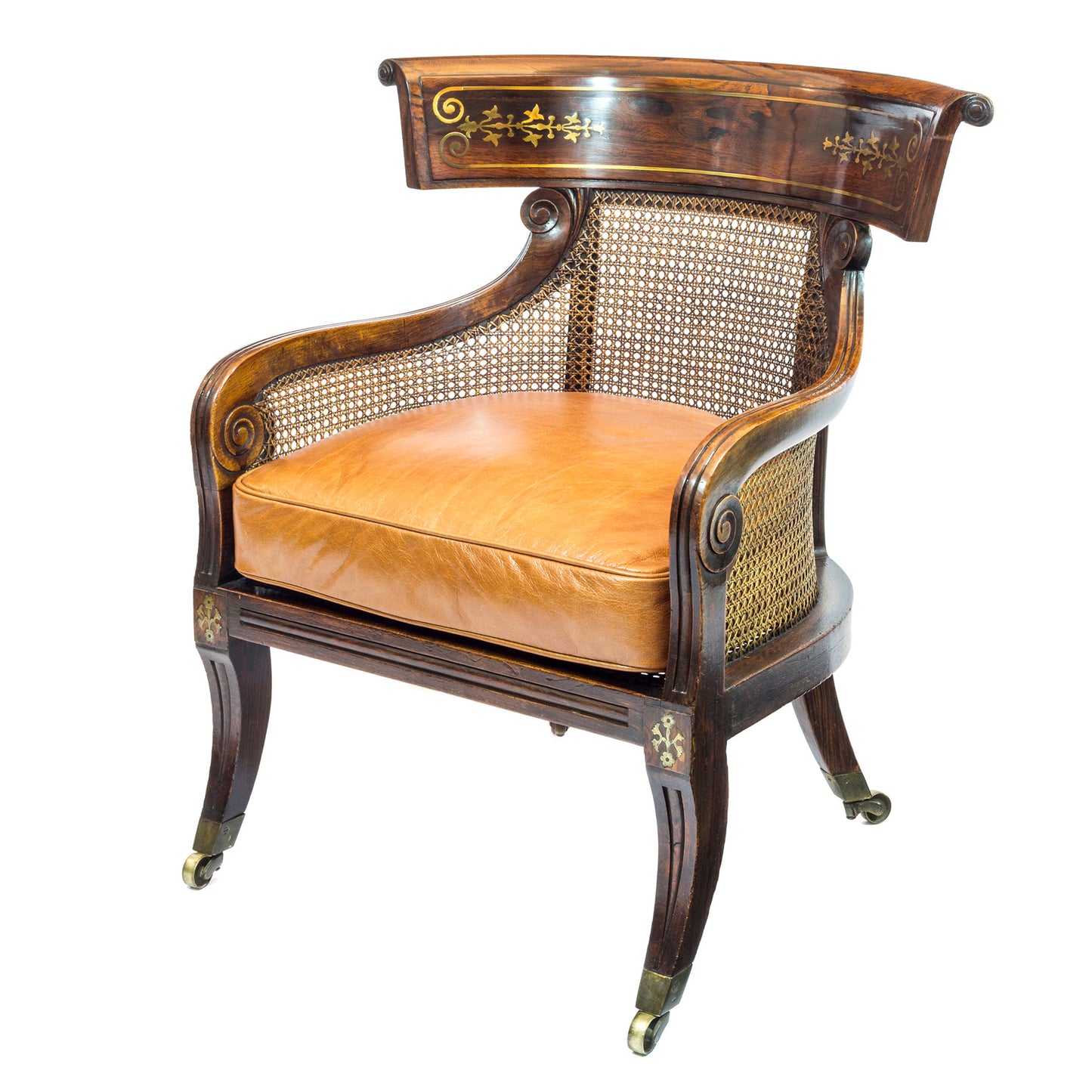 Fine Regency Simulated Rosewood Bergere Armchair