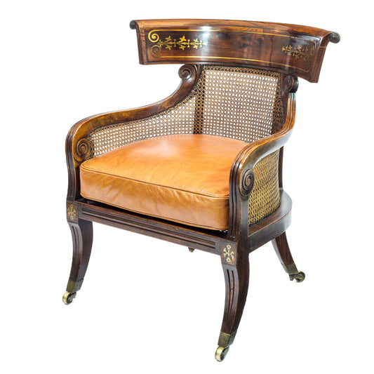 Fine Regency Simulated Rosewood Bergere Armchair