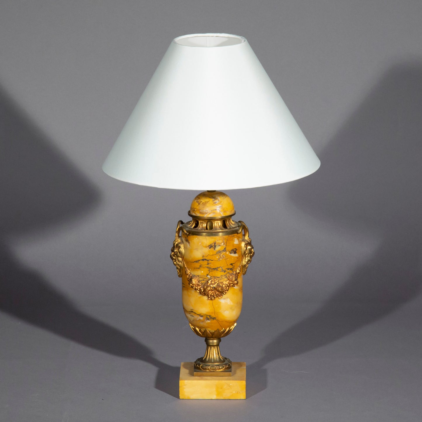 Antique Siena Marble Urn Table Lamp