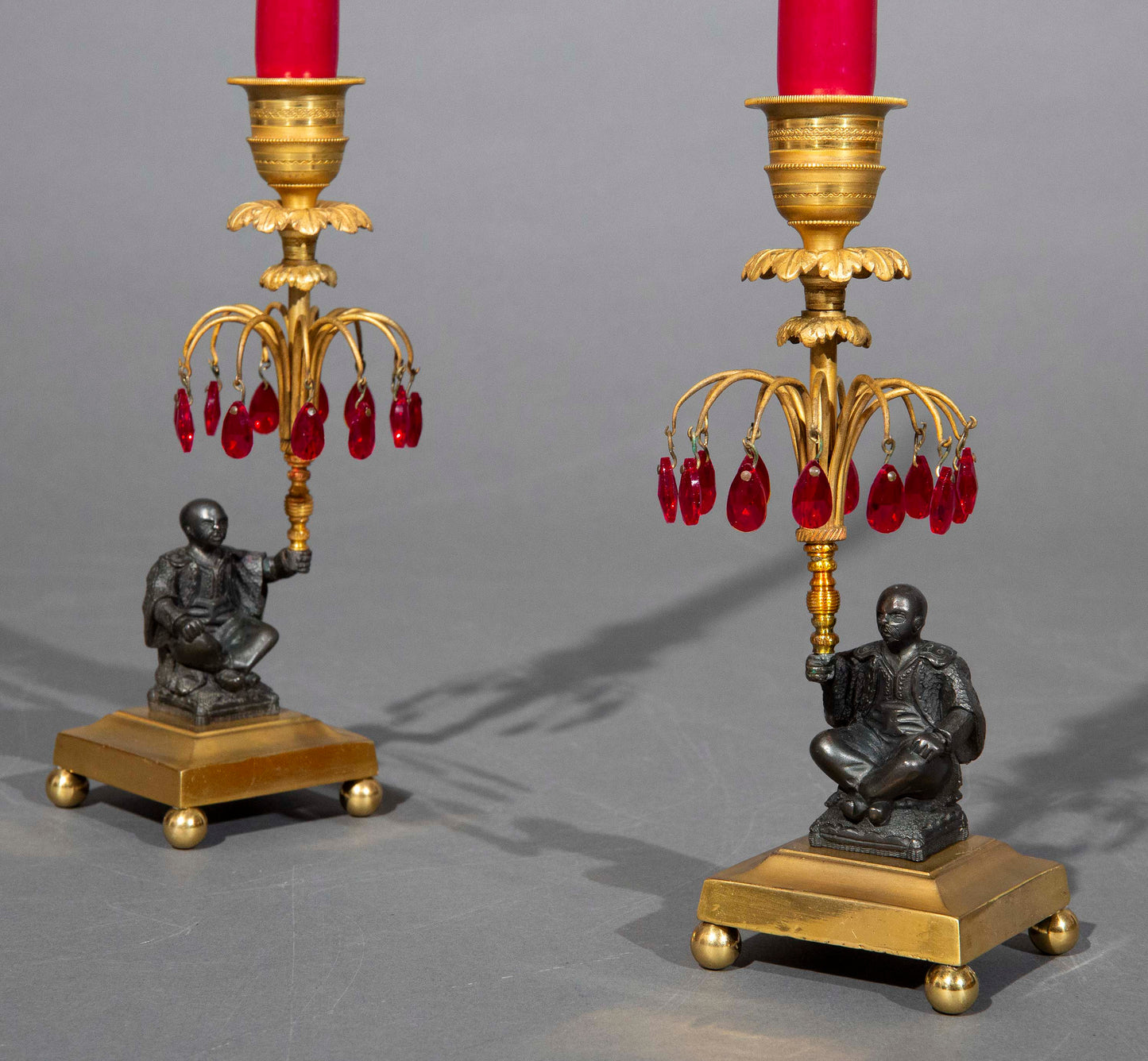 Pair of Early 19th Century Chinoiserie Candlesticks