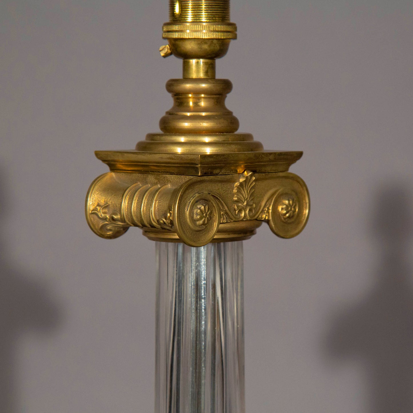 Ionic Column Brass and Glass Table Lamp